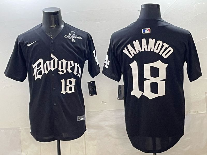 Men 2026 Nike Los Angeles Dodgers #18 Yamamoto Black Game MLB Jersey 014->dallas cowboys->NFL Jersey